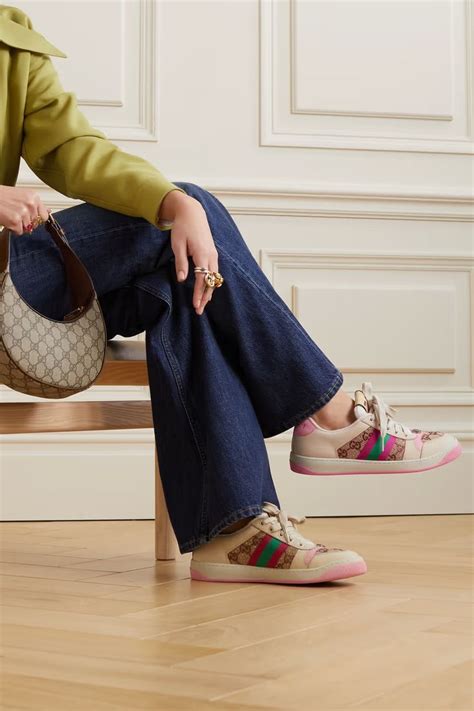 sneakers gucci bianche rosa|net a porter gucci shoes.